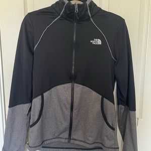 Black and gray zip up sweater